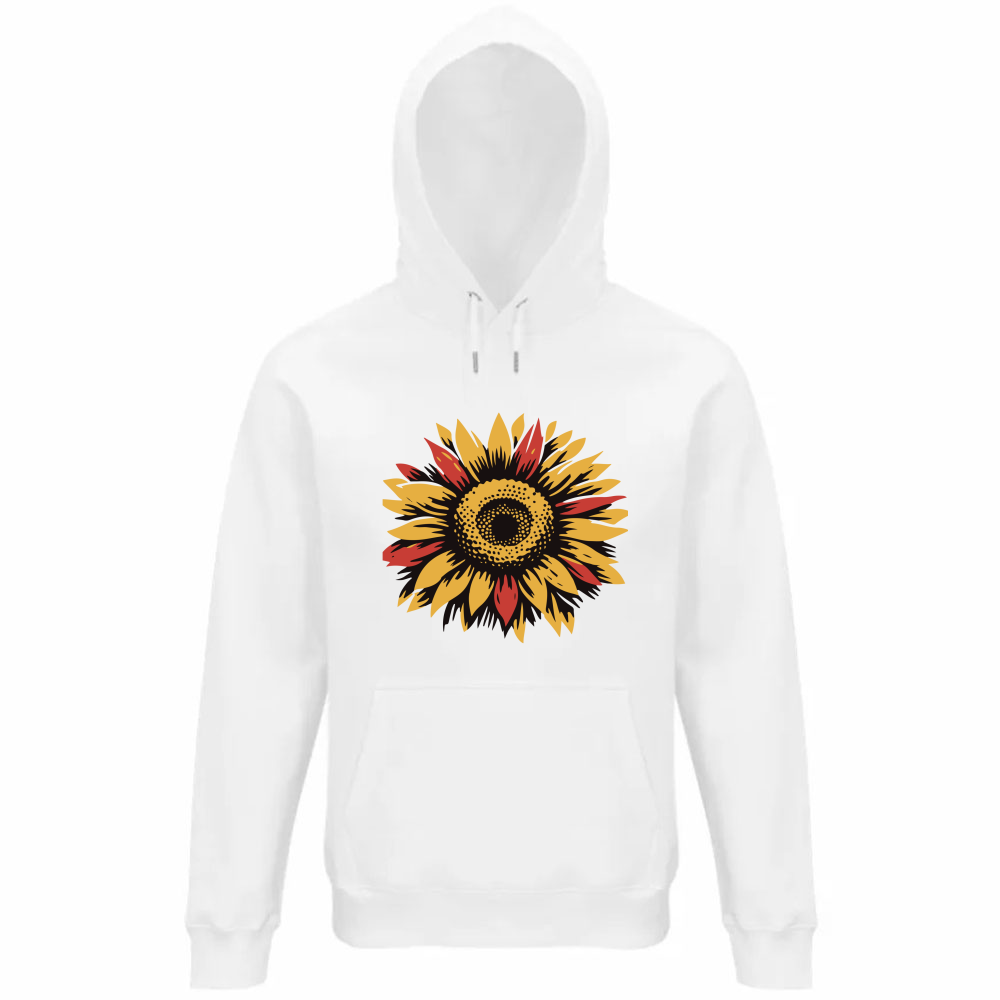 Felpa Organica Unisex Cappuccio Sun Flowers
