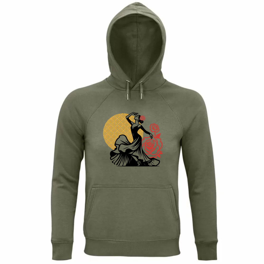 Felpa Organica Unisex Cappuccio Bailaora Flamenca