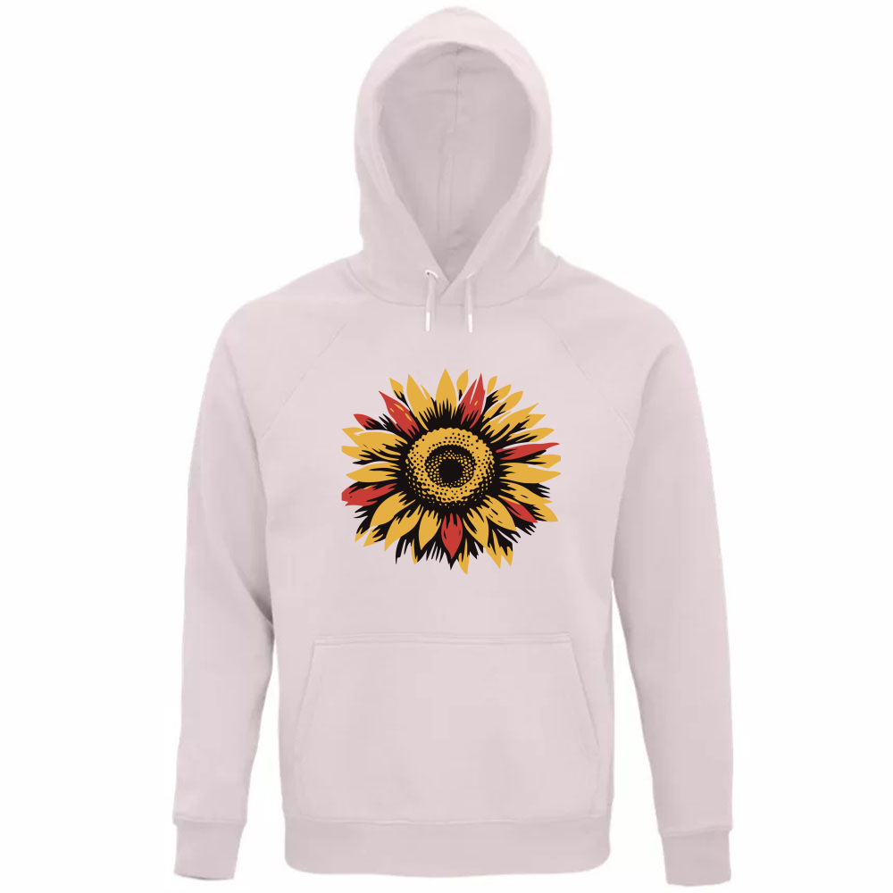 Felpa Organica Unisex Cappuccio Sun Flowers