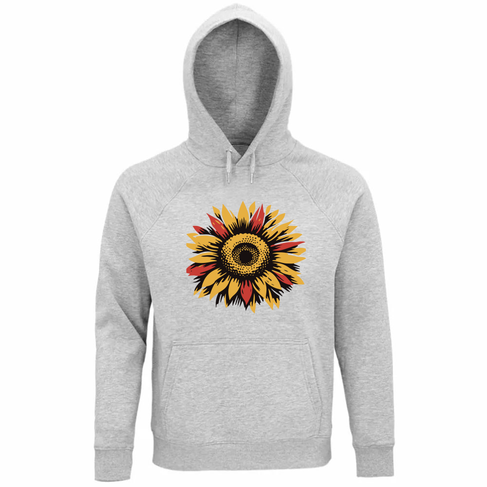 Felpa Organica Unisex Cappuccio Sun Flowers