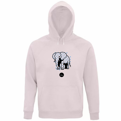 Felpa Organica Unisex Cappuccio Pois Elephant