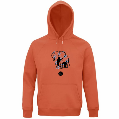 Felpa Organica Unisex Cappuccio Pois Elephant